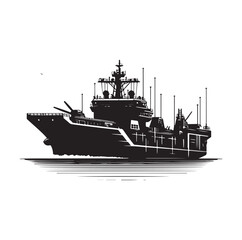 Obraz premium military ship silhouette vector illustration