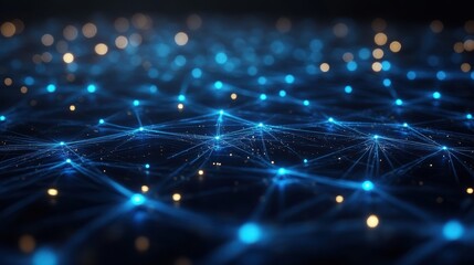 Abstract Digital Network with Blue Light Connections