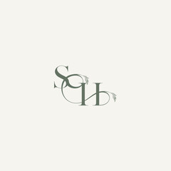 organic hairline logotype wedding concept monogram letter elegant and elegant logo HS