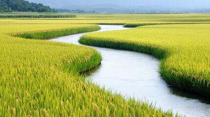 Fototapeta premium Serene Rice Paddy Landscape