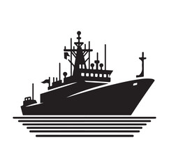 Obraz premium military ship silhouette vector illustration
