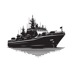 Obraz premium military ship silhouette vector illustration