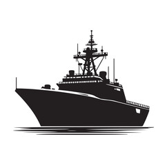 Obraz premium military ship silhouette vector illustration