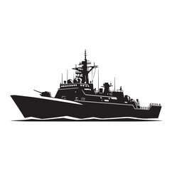 military ship silhouette vector illustration