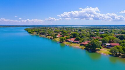 Obraz premium Lakeside Houses Aerial View