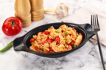 Italian pasta orzo with prawn
