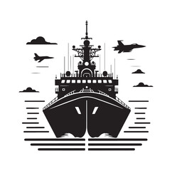 military ship silhouette vector illustration © Joynab