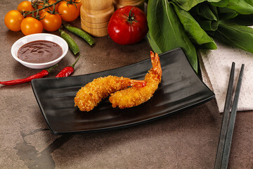 Crispy breaded golden fried prawns