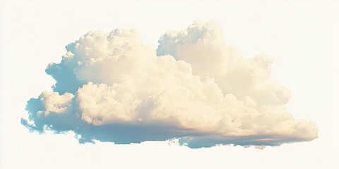 Dreamy Cumulus Cloud: A large, fluffy cumulus cloud floats serenely against a clear sky, its soft, pastel hues suggesting tranquility and peace.