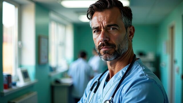 Serious Doctor at Work - Professional AI Photo