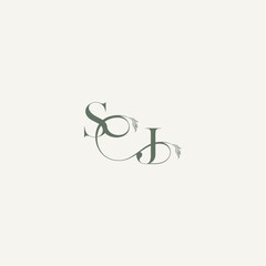 organic hairline logotype wedding concept monogram letter elegant and elegant logo JS