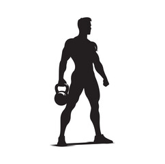 man holding kettle bell silhouette vector illustration