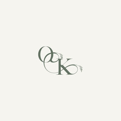 organic hairline logotype wedding concept monogram letter elegant and elegant logo KO