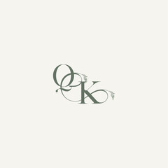 Obraz premium organic hairline logotype wedding concept monogram letter elegant and elegant logo KQ