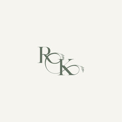 organic hairline logotype wedding concept monogram letter elegant and elegant logo KR