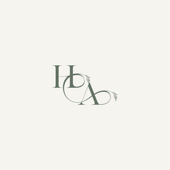 wedding concept monogram elegant and elegant logo AH organic hairline logotype letter