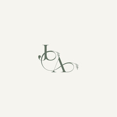 wedding concept monogram elegant and elegant logo AJ organic hairline logotype letter