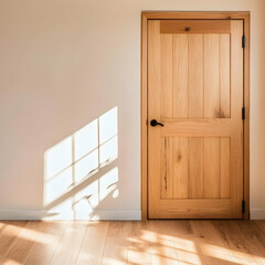 Sunlight Through Window on Wooden Floor and Door