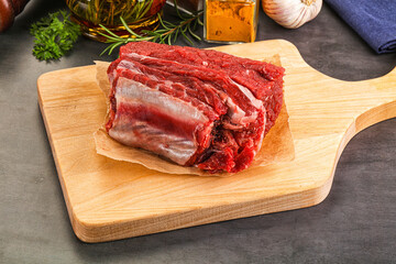 Raw beef ribs for cooking