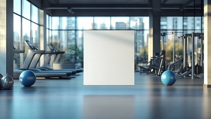 Blank sign modern gym workout fitness background