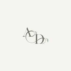 wedding concept monogram elegant and elegant logo DA organic hairline logotype letter