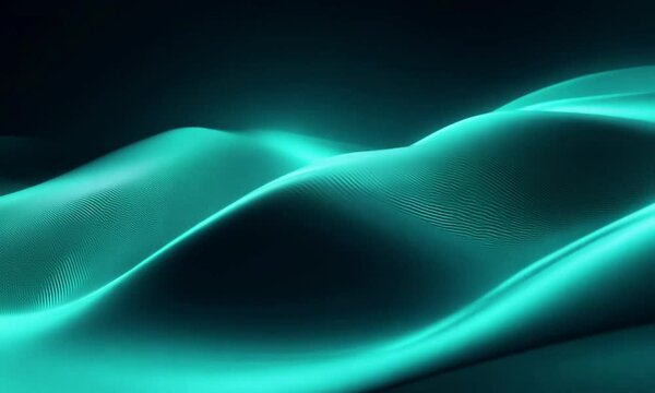 Wavy glowing turquoise pattern against a black backdrop in a digital design.
