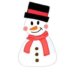 Snowman with hat and scarf (tilt right)