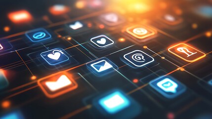 Global network of social media icons.