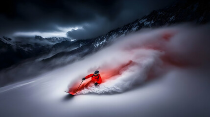 Fototapeta premium high resolution a man snowboarding in swiss alps, in the engadin during winter, professional photography