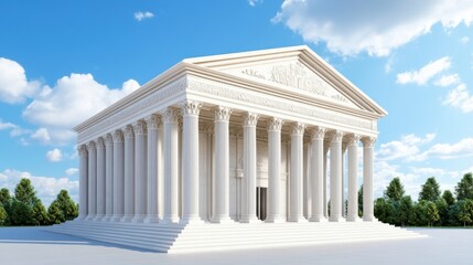 Obraz premium Classical Architecture of a Grand Temple Against a Blue Sky