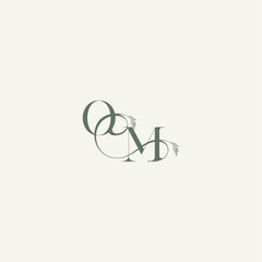 wedding concept monogram elegant and elegant logo MO organic hairline logotype letter