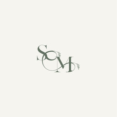 wedding concept monogram elegant and elegant logo MS organic hairline logotype letter
