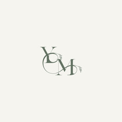 wedding concept monogram elegant and elegant logo MY organic hairline logotype letter