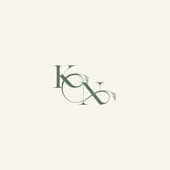 wedding concept monogram elegant and elegant logo NK organic hairline logotype letter