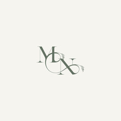 wedding concept monogram elegant and elegant logo NM organic hairline logotype letter