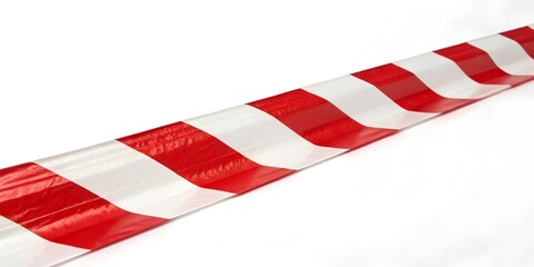 Crossed red white warning tape isolated on white
