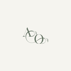 wedding concept monogram elegant and elegant logo OA organic hairline logotype letter