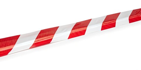 Crossed red white warning tape isolated on white
