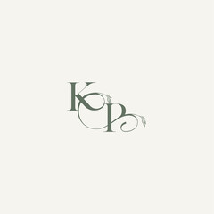 wedding concept monogram elegant and elegant logo PK organic hairline logotype letter