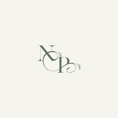 wedding concept monogram elegant and elegant logo PN organic hairline logotype letter
