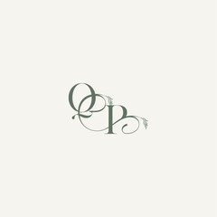 wedding concept monogram elegant and elegant logo PQ organic hairline logotype letter