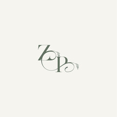 wedding concept monogram elegant and elegant logo PZ organic hairline logotype letter