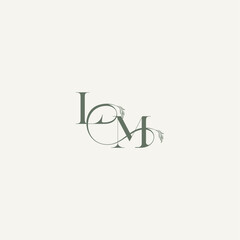 wedding concept monogram elegant and elegant logo ML organic hairline logotype letter