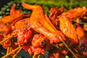 Food Series : Chicken wings grilled on the charcoal stove