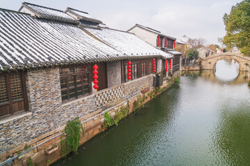 Old houses, rivers, and bridges in Zhouzhuang Ancient Town, Suzhou City, Jiangsu Province, China