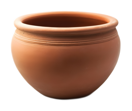 Empty terracotta pot on a white background. isolated background.