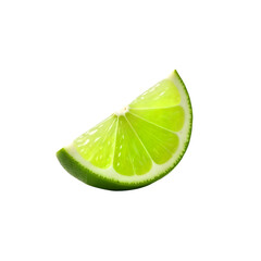 slices of lime falling isolated on transparent background 
