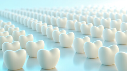 Obraz premium cluster of pearl finished 3D hearts arranged in beautiful pattern, creating serene and harmonious atmosphere