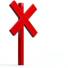 Obraz premium A bold red X traffic sign on a white background indicating a stop or warning for drivers.