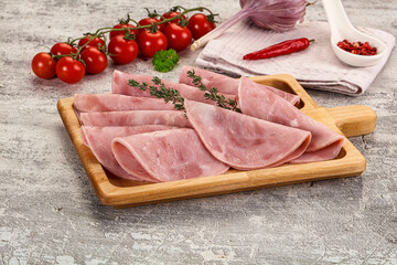 Sliced pork ham sausages slices